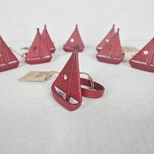 SAILBOAT Napkin Rings, Set of 8, New With Tags (NWT), Metal